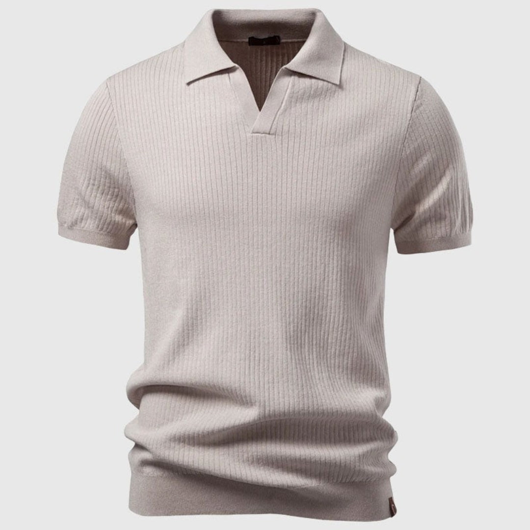 Polo en maille côtelée col ouvert manches courtes homme – Pouilly