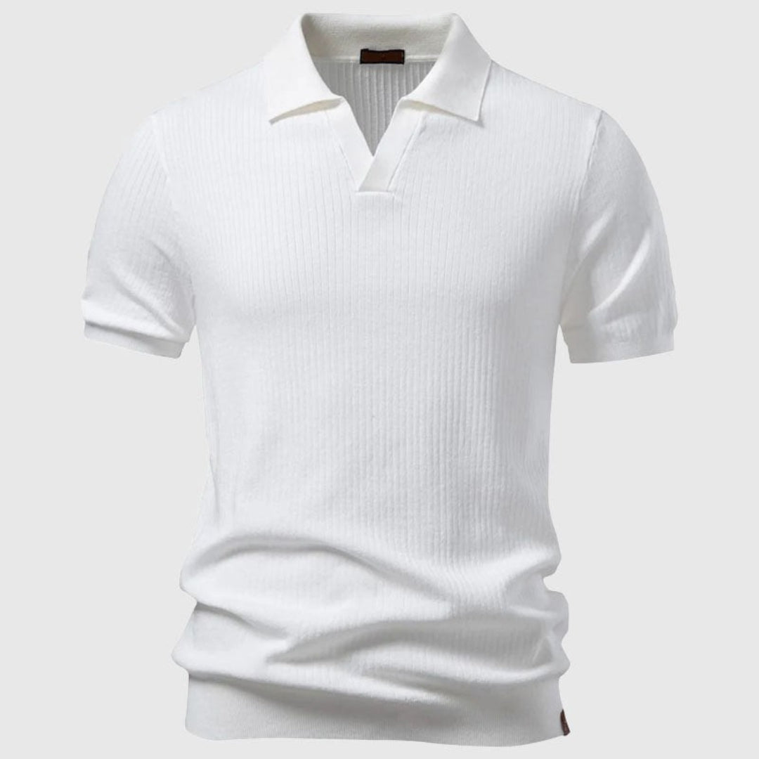 Polo en maille côtelée col ouvert manches courtes homme – Pouilly