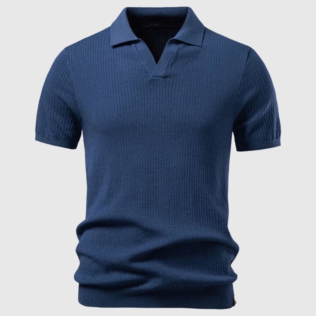 Polo en maille côtelée col ouvert manches courtes homme – Pouilly