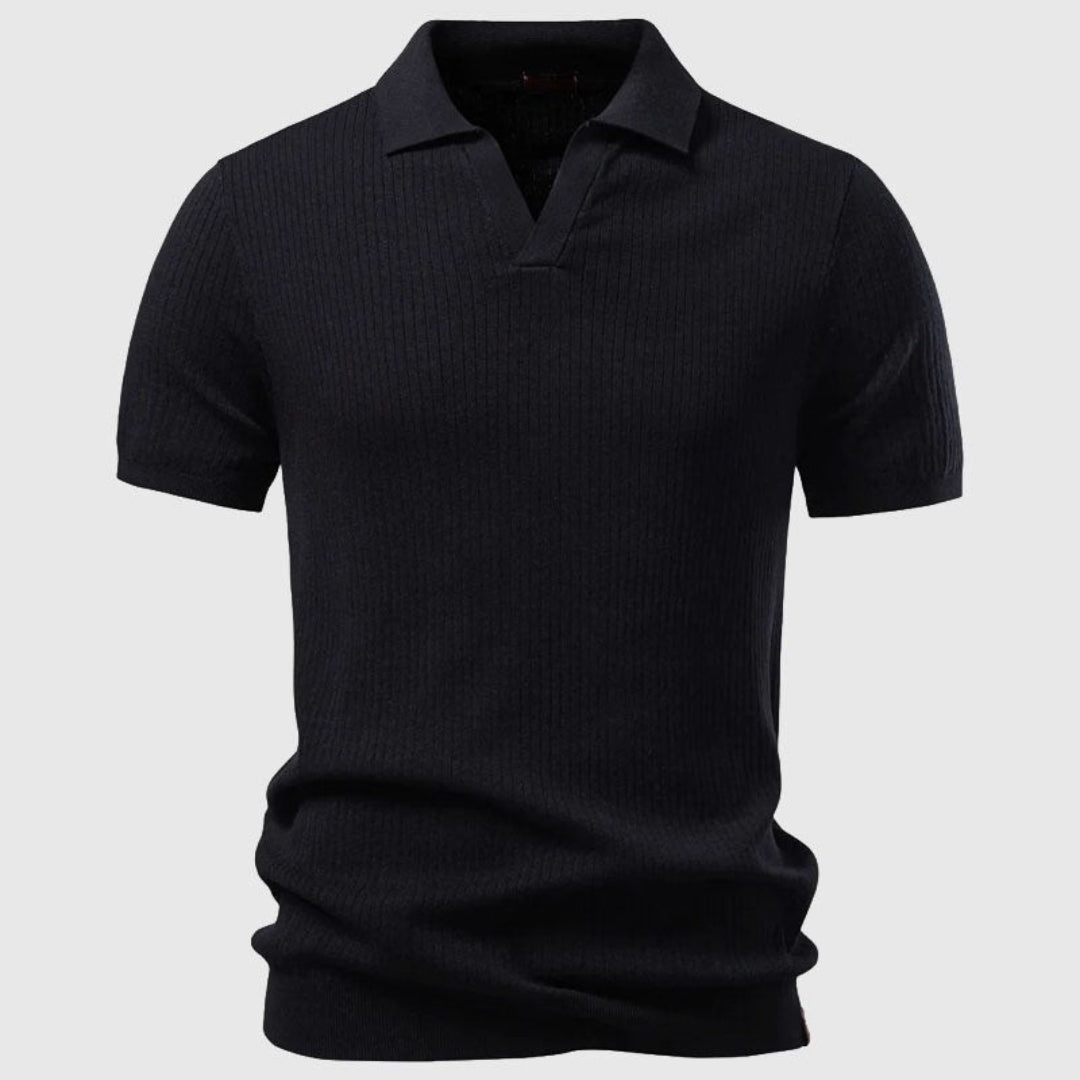 Polo en maille côtelée col ouvert manches courtes homme – Pouilly