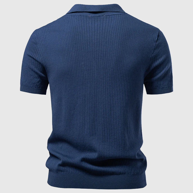Polo en maille côtelée col ouvert manches courtes homme – Pouilly