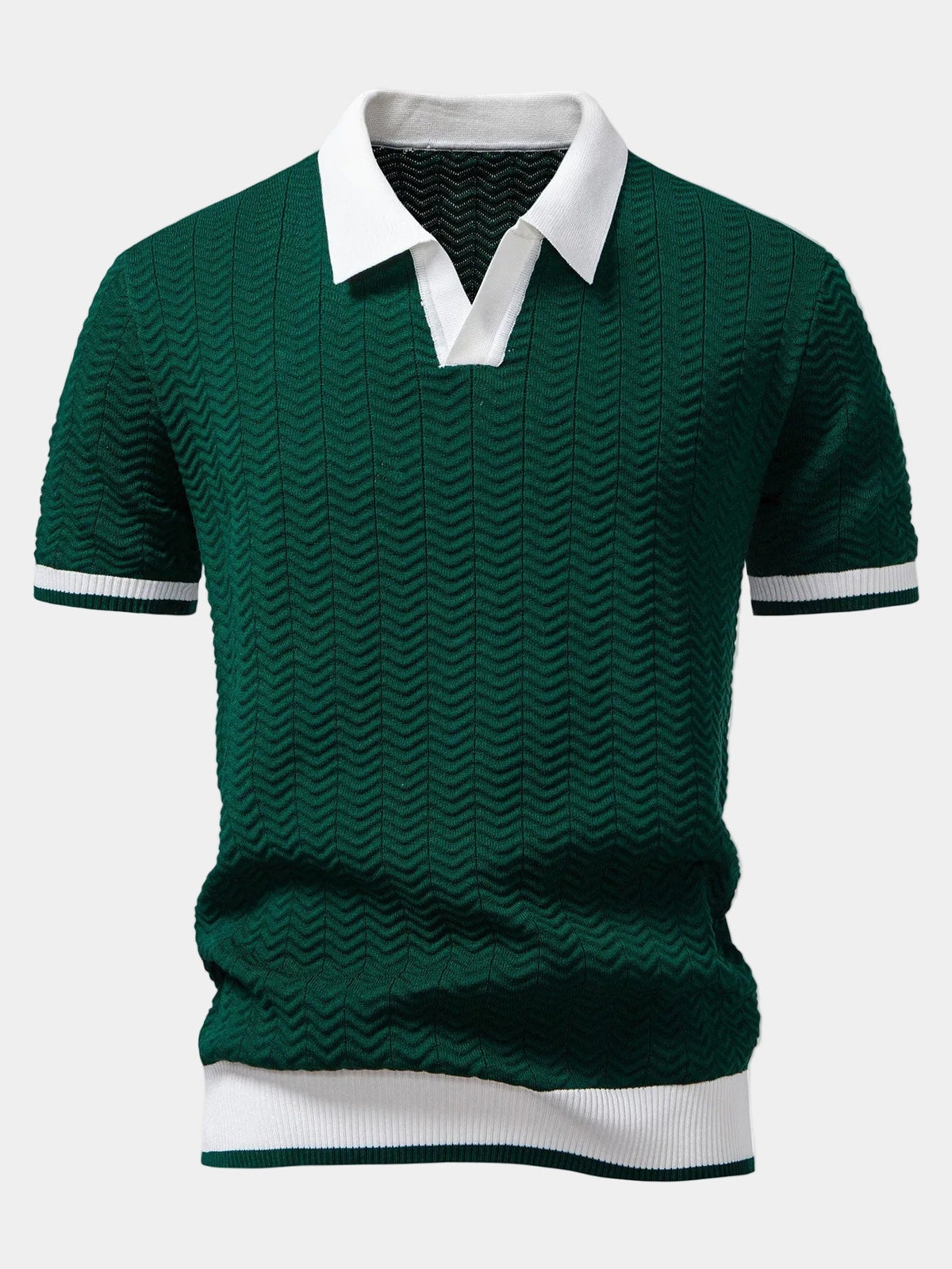 Polo manches courtes en maille texturée col ouvert homme – Batignolles