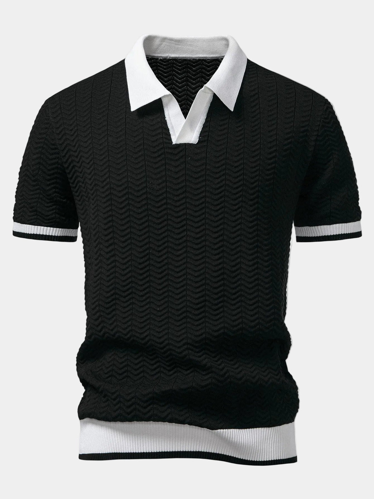 Polo manches courtes en maille texturée col ouvert homme – Batignolles