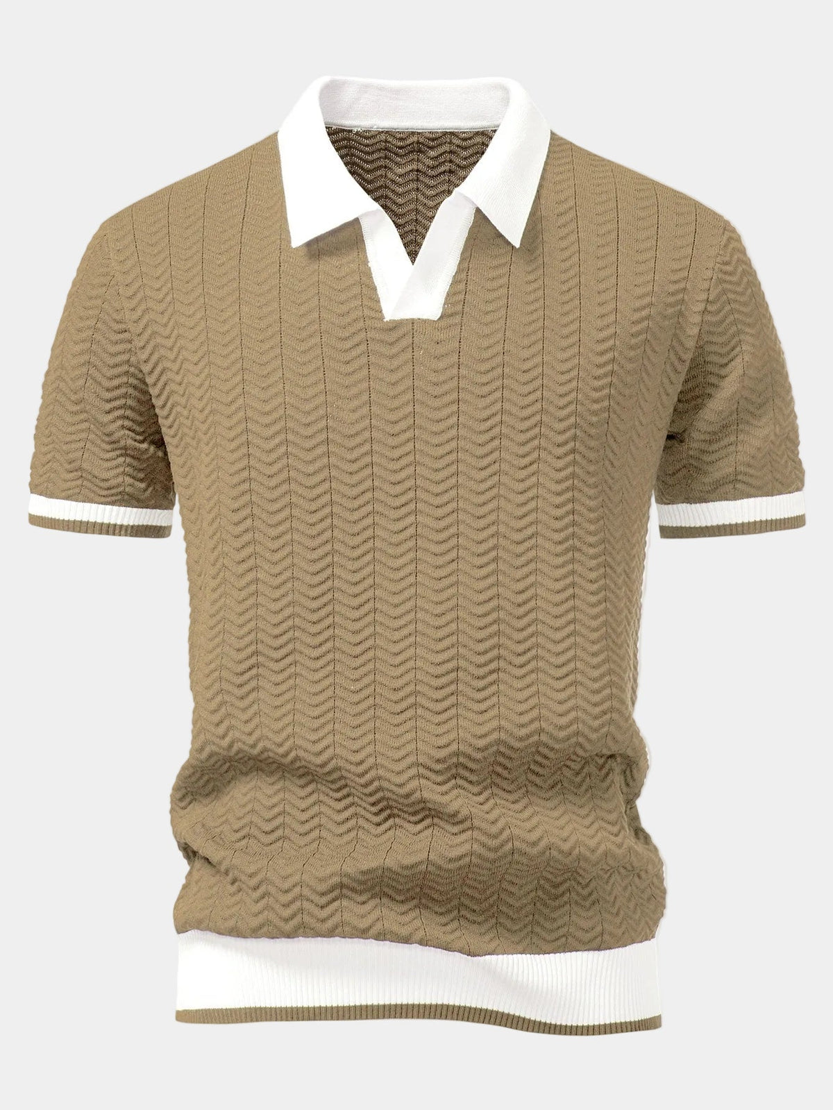 Polo manches courtes en maille texturée col ouvert homme – Batignolles