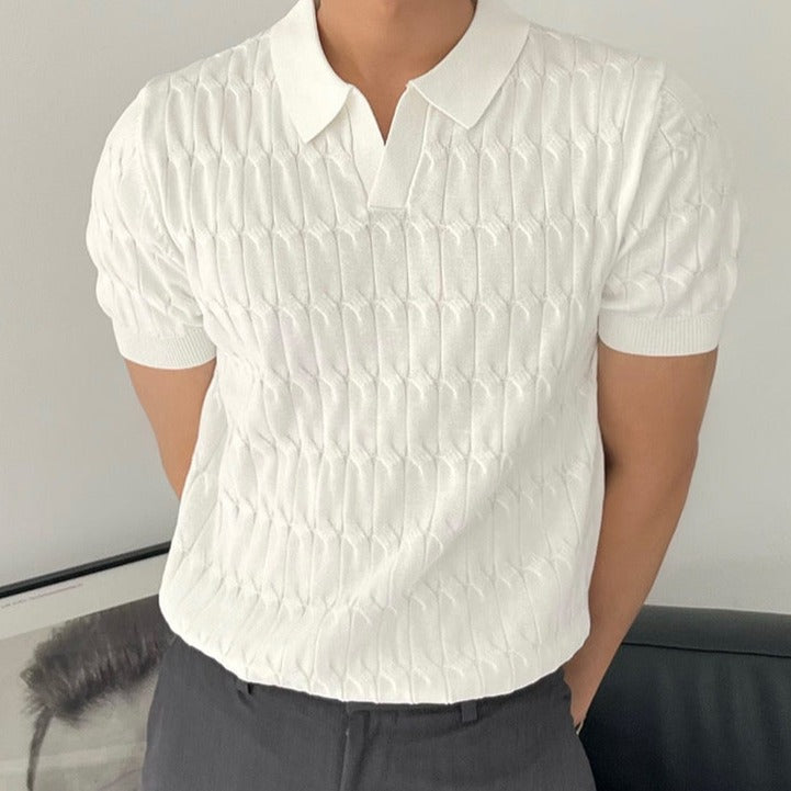 Polo manches courtes maille texturée à la finition soignée homme – Mont-Dauphin