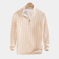 Pull demi-zip en tricot torsadé col montant poignets côtelés homme – Gisors