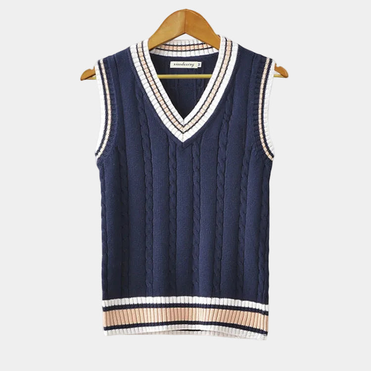 Pull sans manches col V en maille pour le quotidien homme – Barcelonnette