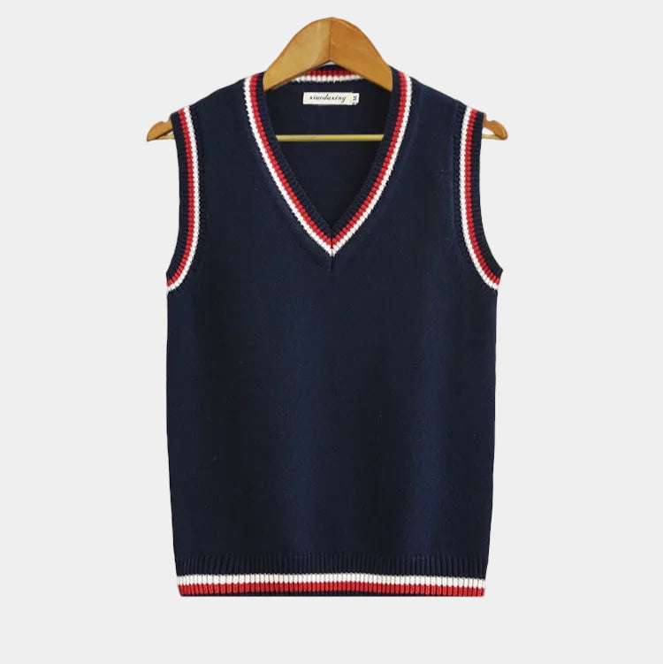 Pull sans manches col V en maille pour le quotidien homme – Barcelonnette
