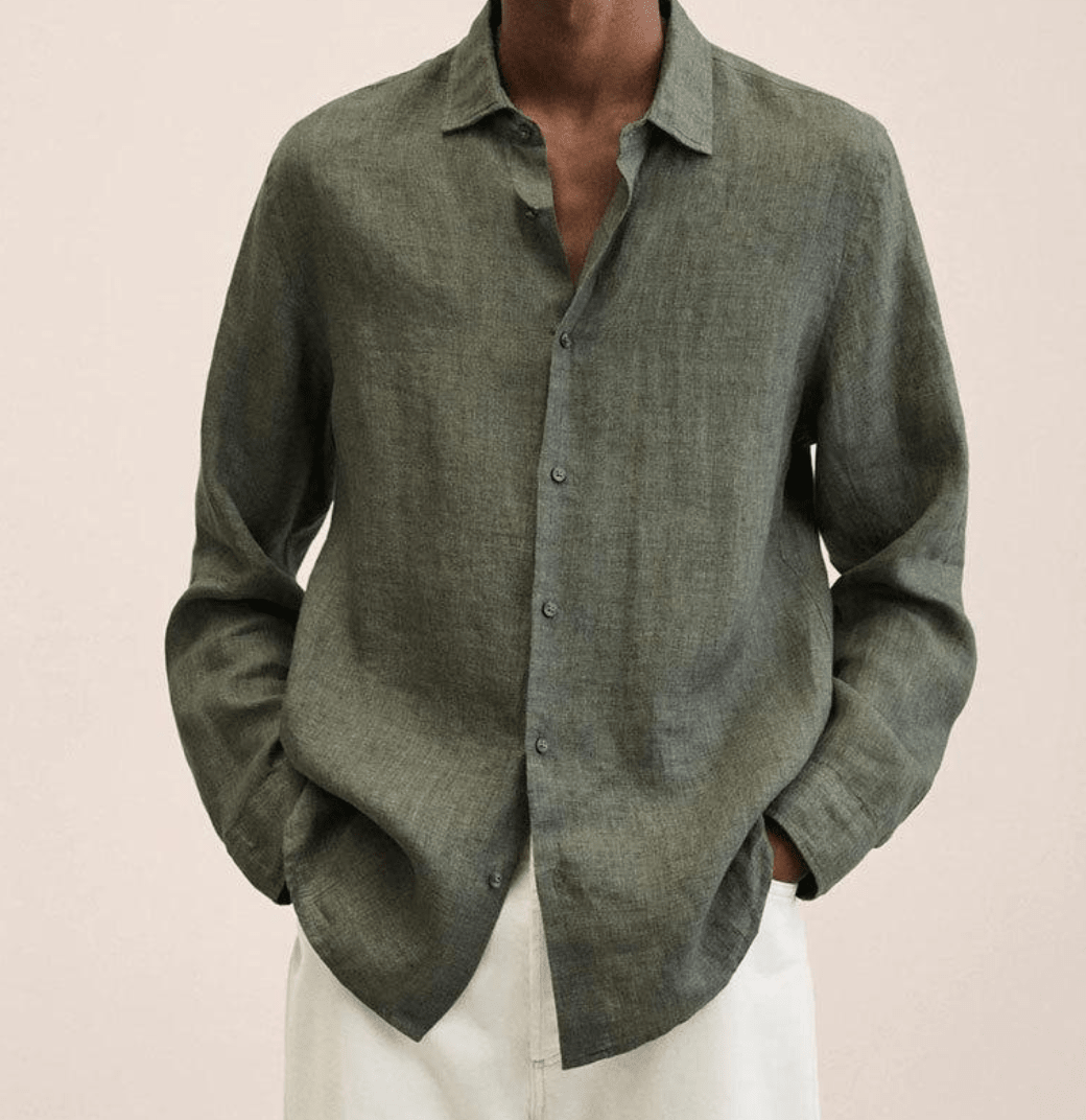 Chemise aspect lin avec poche poitrine