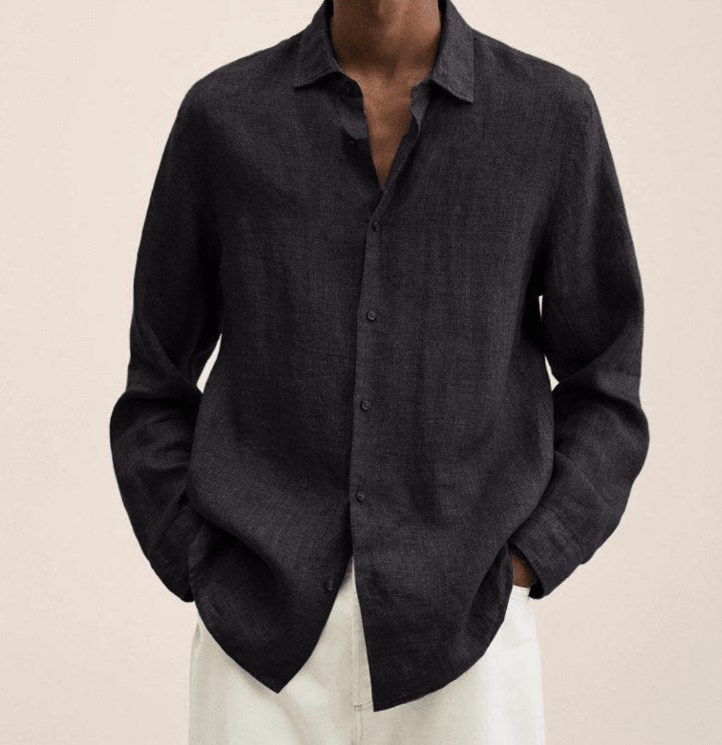Chemise aspect lin avec poche poitrine