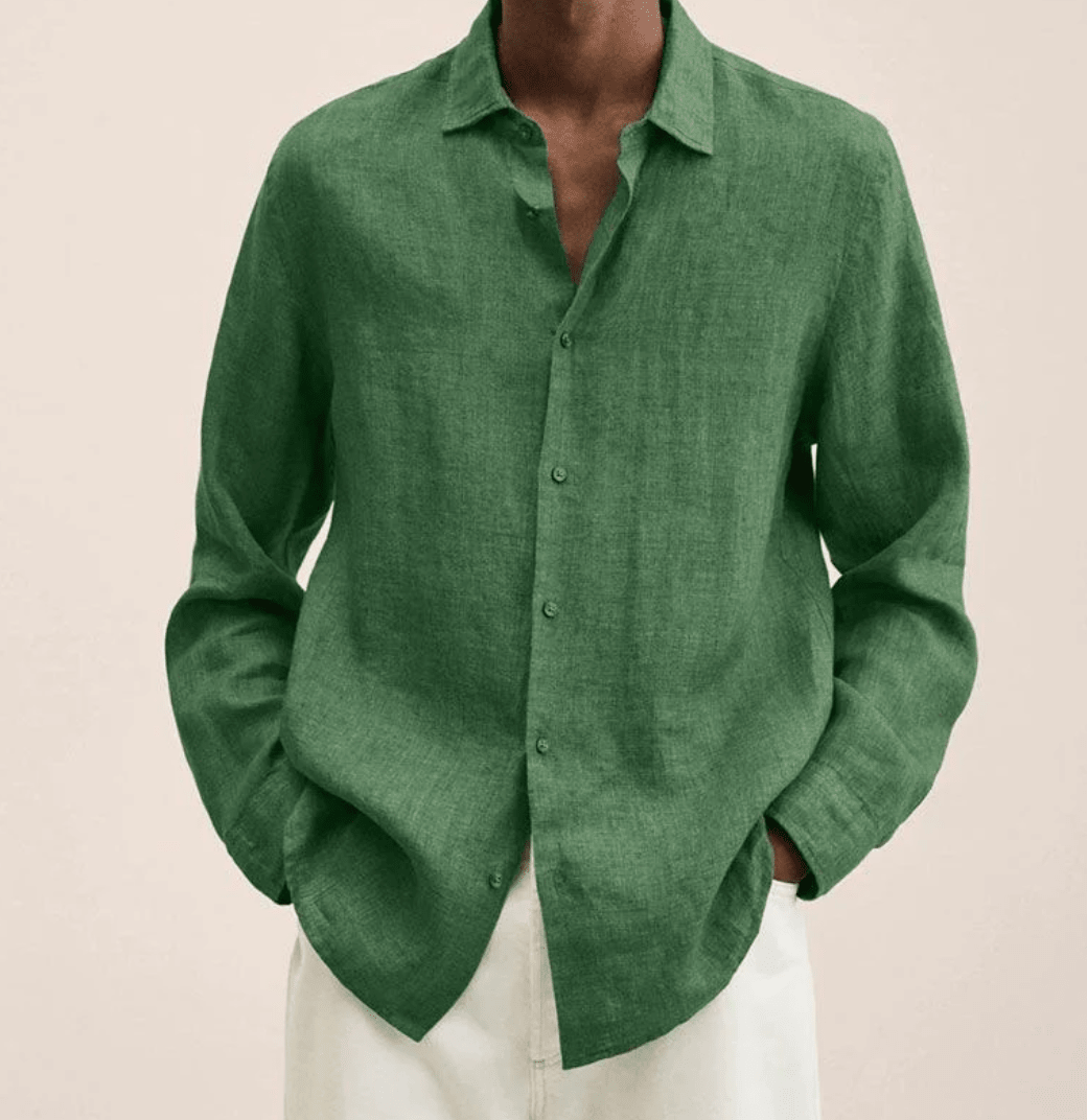 Chemise aspect lin avec poche poitrine