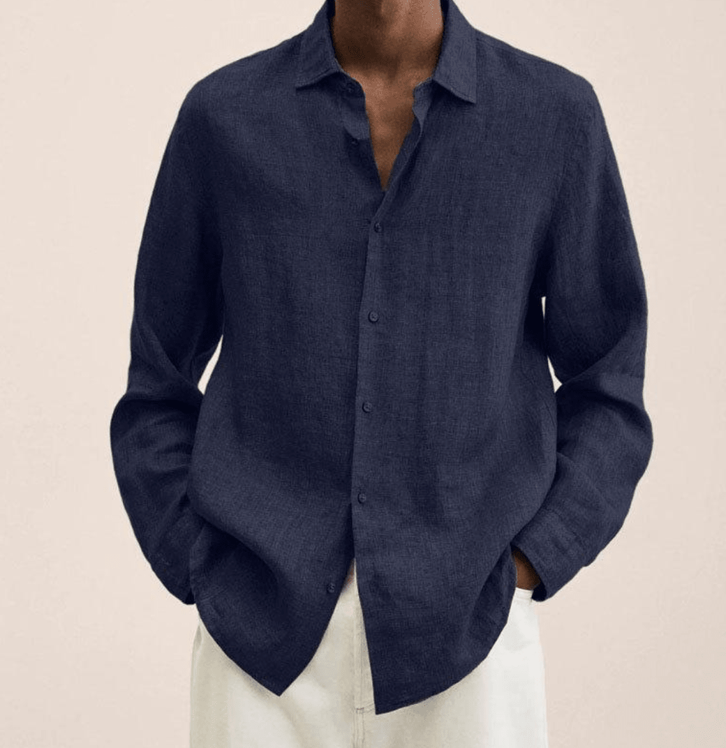 Chemise aspect lin avec poche poitrine