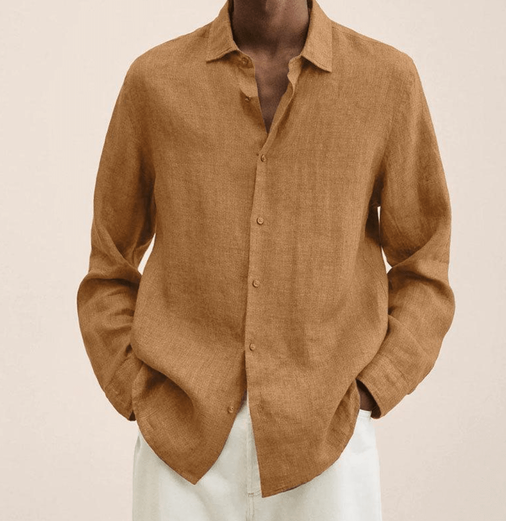 Chemise aspect lin avec poche poitrine