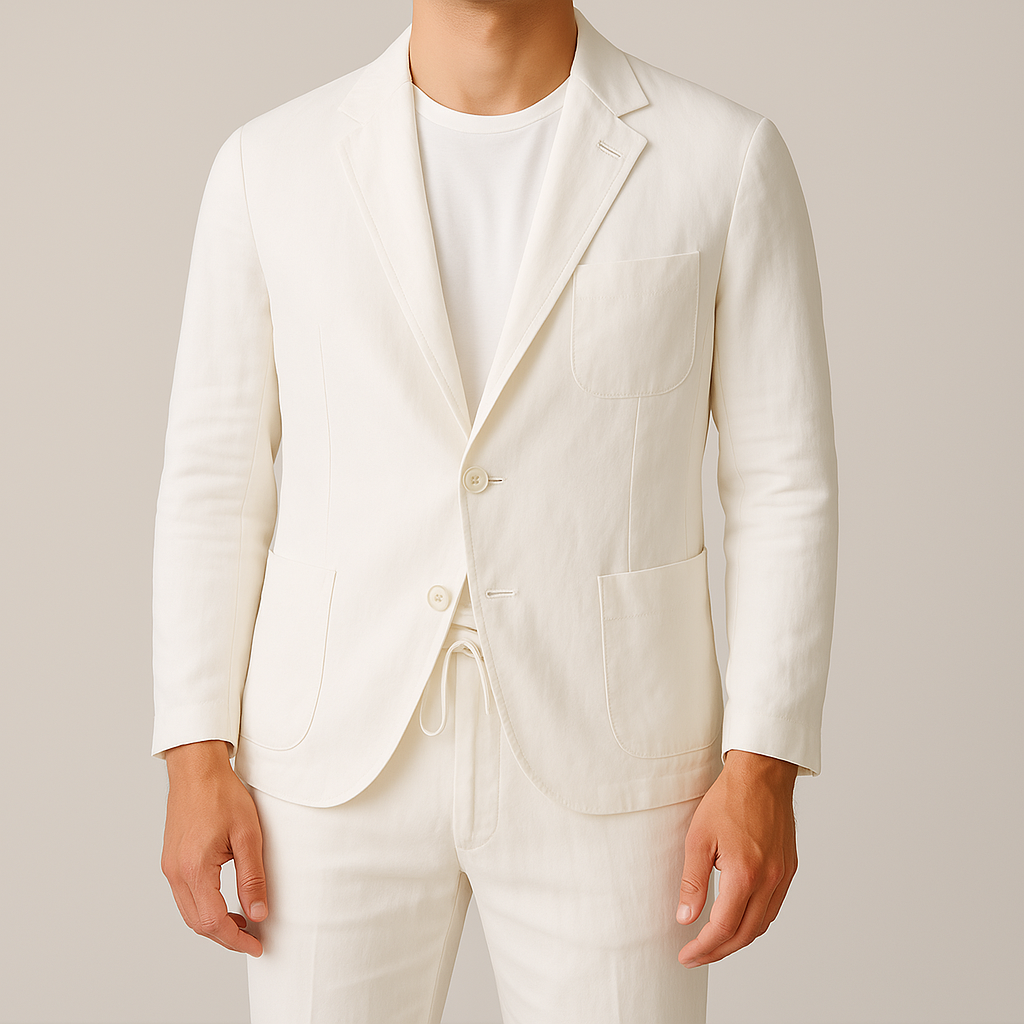 Ensemble veste et pantalon aspect lin