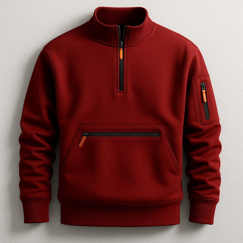 Pull demi-zip col montant poches zippées