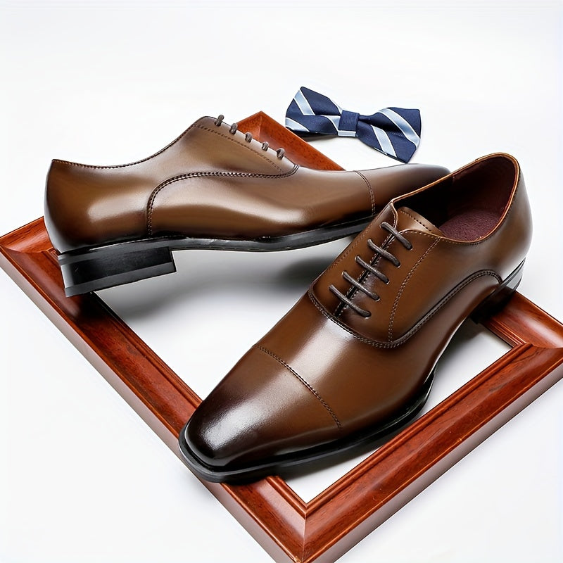 Richelieu en cuir lisse à lacets bout rapporté talon bas homme – Hambye