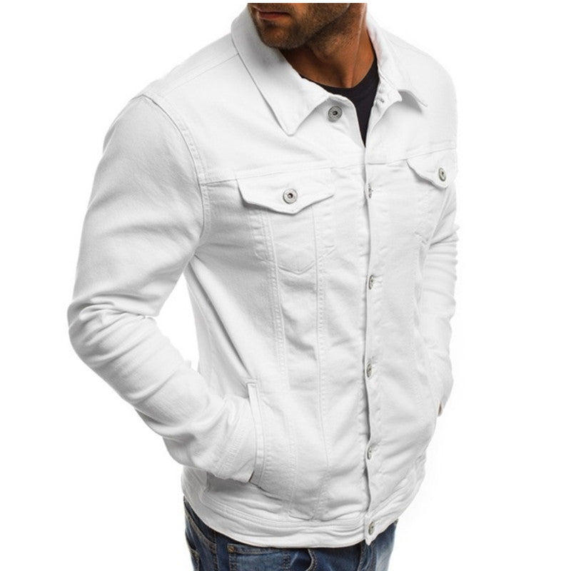 Veste en jean boutonnée coupe classique décontractée homme – Mortain