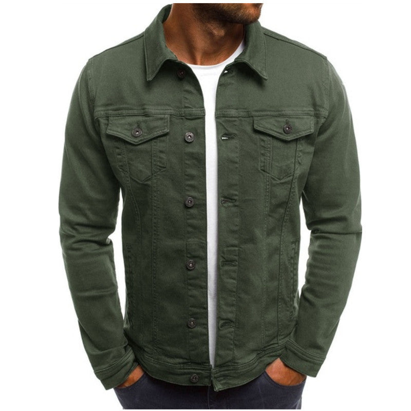 Veste en jean boutonnée coupe classique décontractée homme – Mortain