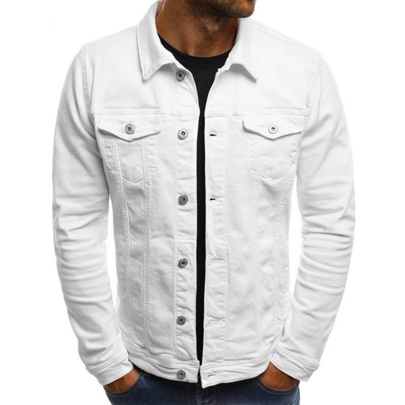 Veste en jean boutonnée coupe classique décontractée homme – Mortain