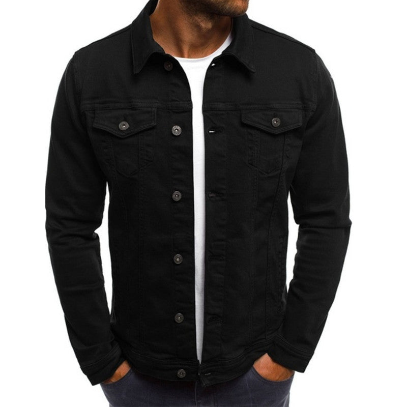Veste en jean boutonnée coupe classique décontractée homme – Mortain