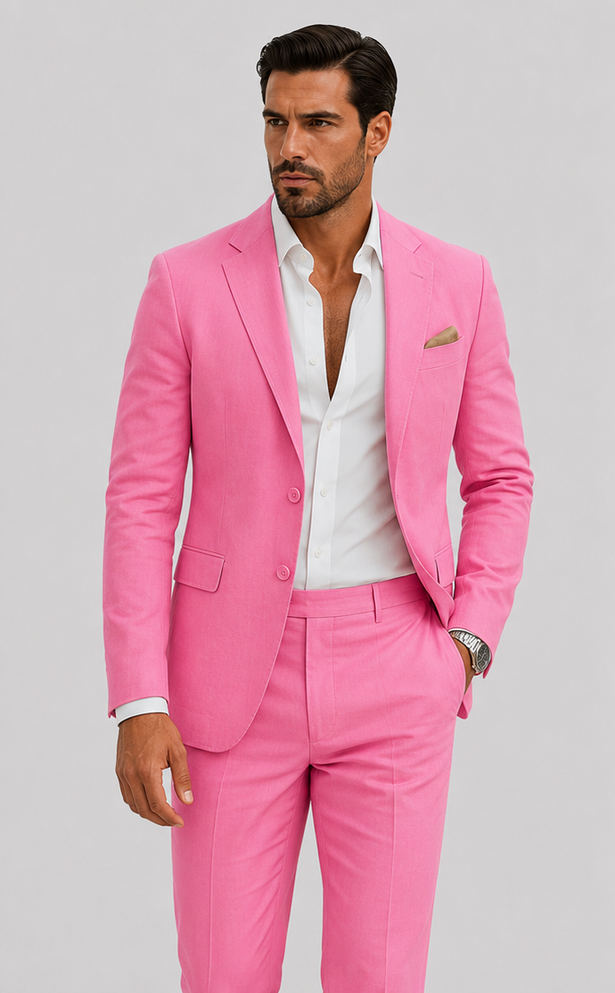 Costume deux pièces en lin coupe ajustée au style intemporel homme – Bac