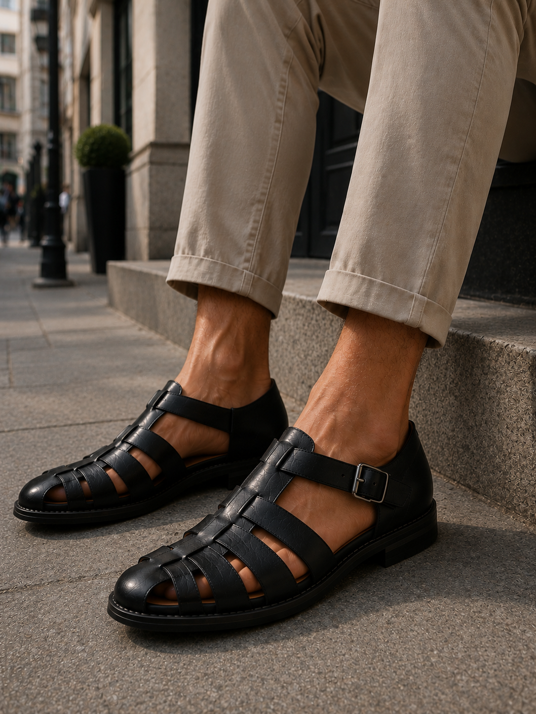 Sandales pêcheur à bout fermé en cuir style classique homme – Arsenal