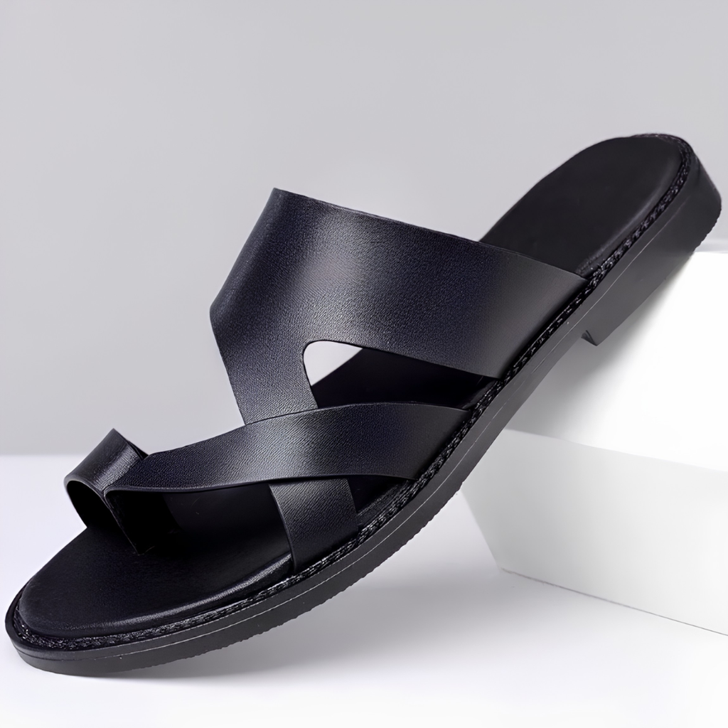 Sandales à brides croisées bout ouvert semelle plate homme – Veules-les-Roses