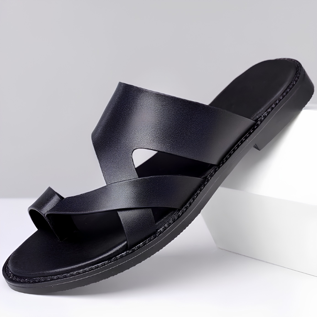 Sandales à brides croisées bout ouvert semelle plate homme – Veules-les-Roses