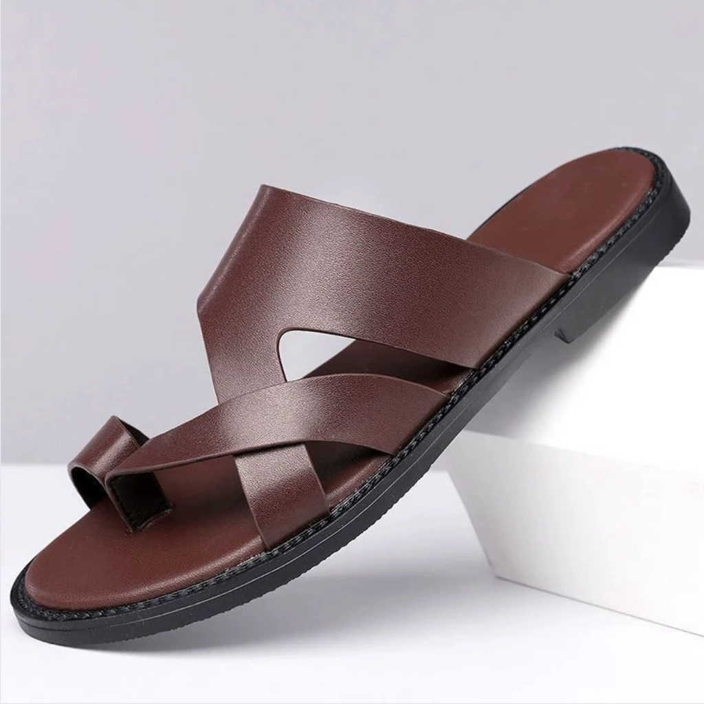 Sandales à brides croisées bout ouvert semelle plate homme – Veules-les-Roses