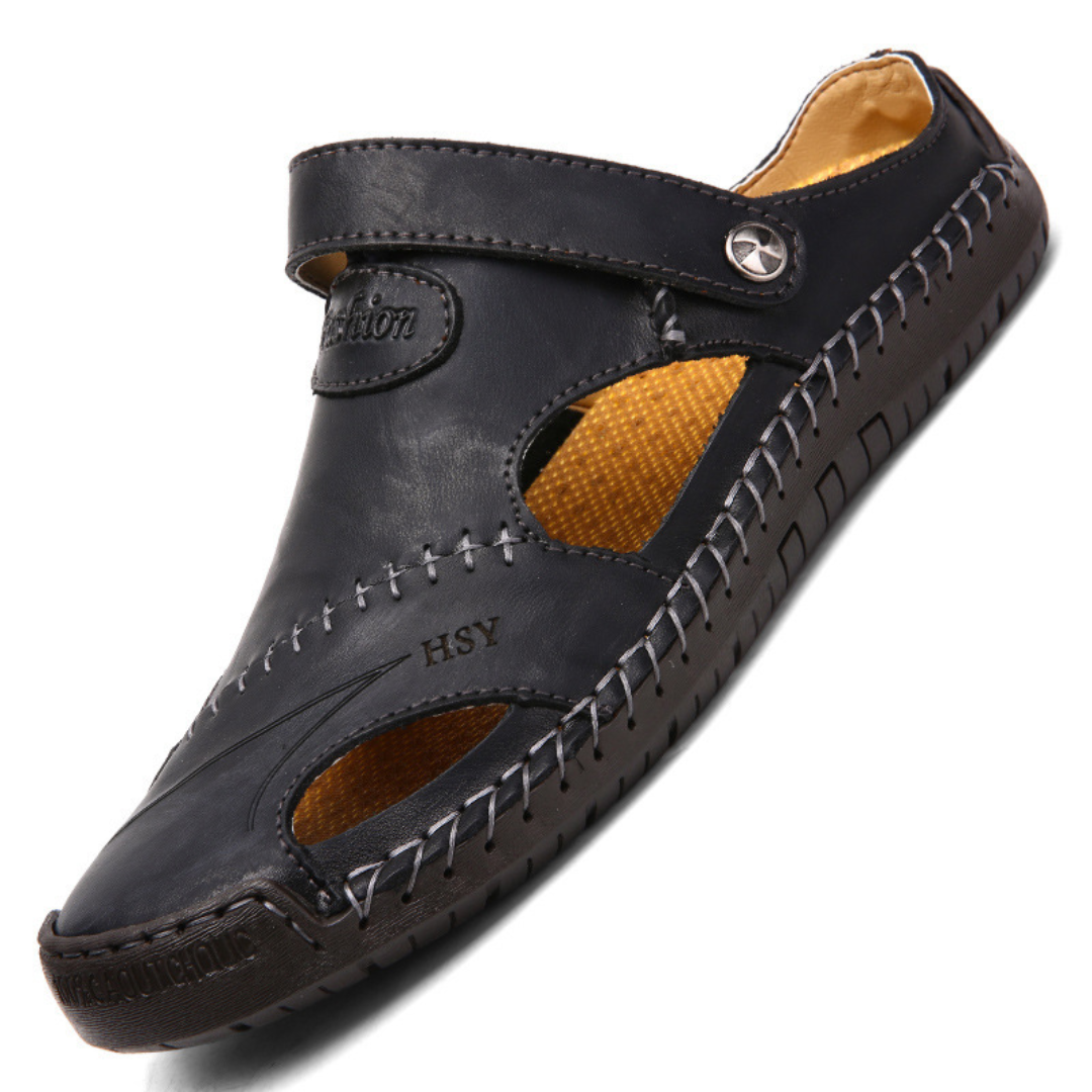 Sandales à bout fermé et bride découpes latérales coutures contrastées homme – Arsac