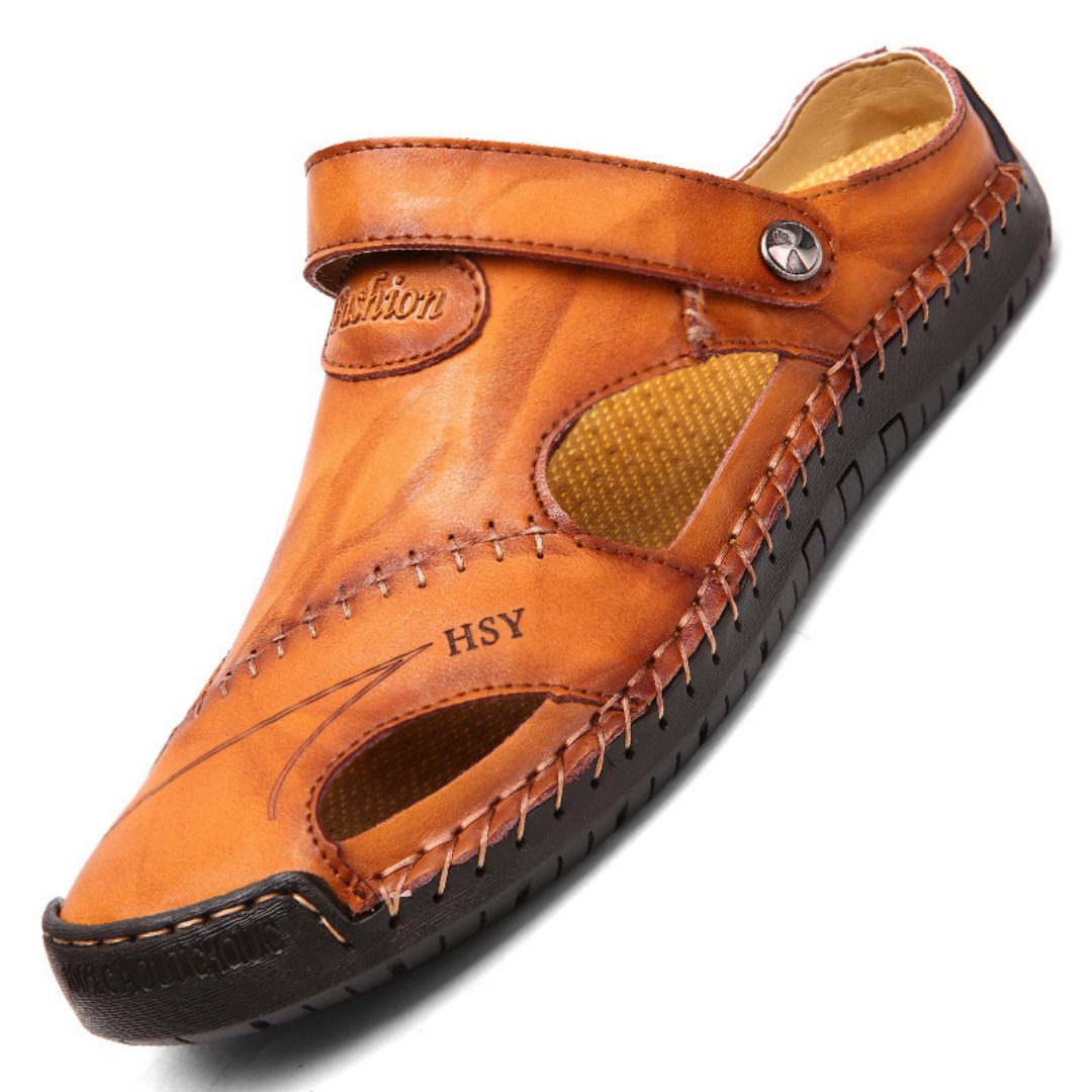 Sandales à bout fermé et bride découpes latérales coutures contrastées homme – Arsac