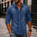 Chemise en denim à poches poitrine boutonnée manches longues homme – Beaune