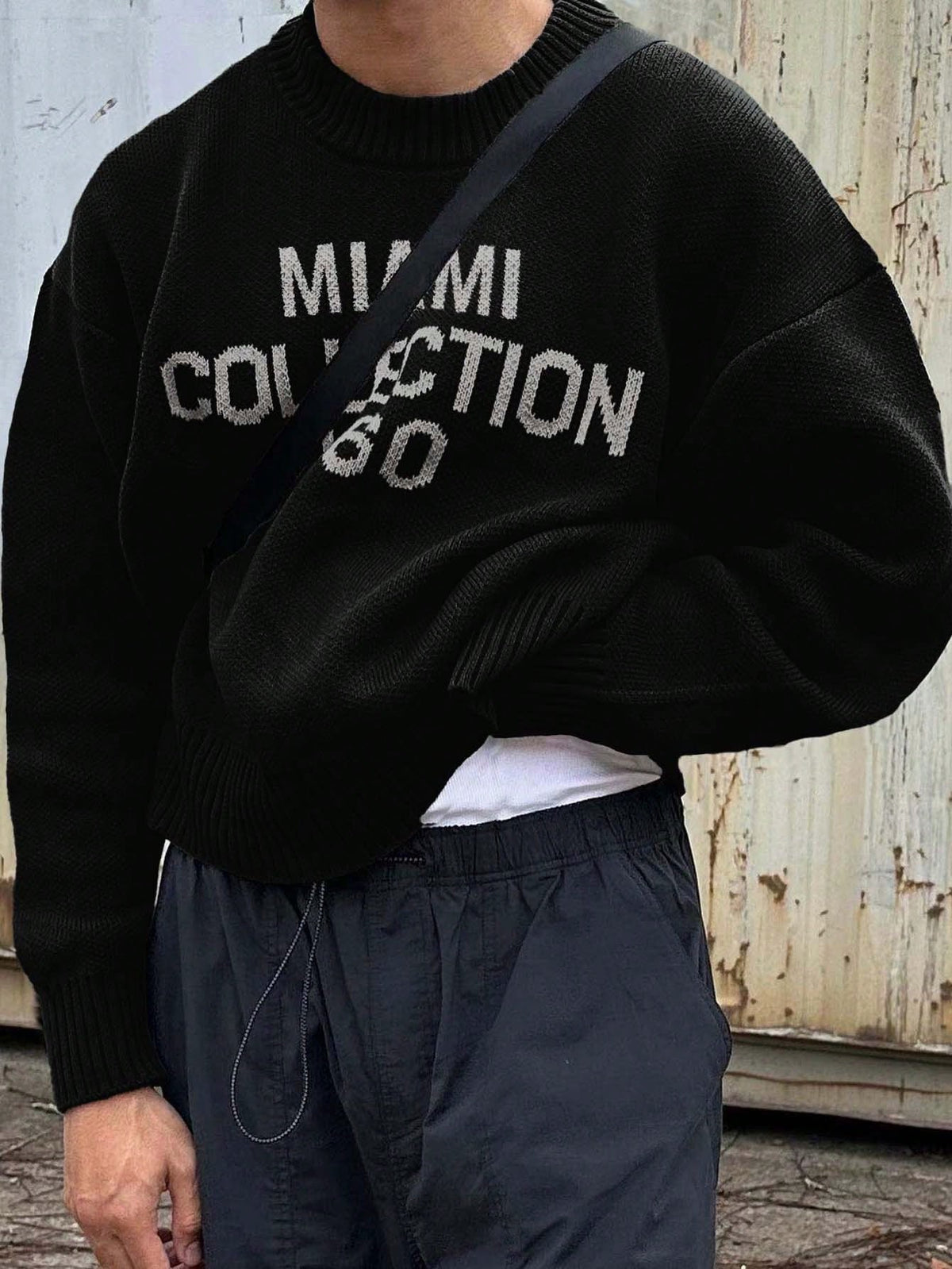 Pull oversize imprimé style streetwear américain col rond homme – Cantenac
