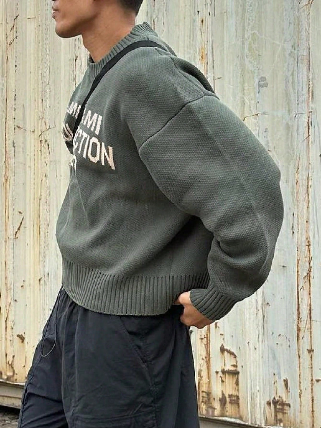 Pull oversize imprimé style streetwear américain col rond homme – Cantenac