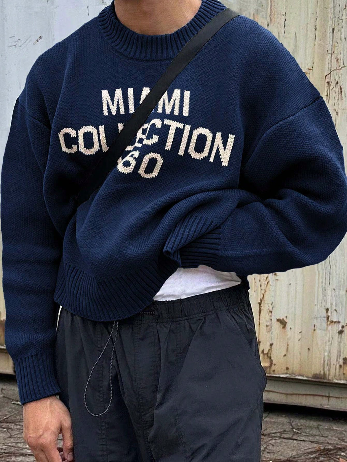 Pull oversize imprimé style streetwear américain col rond homme – Cantenac