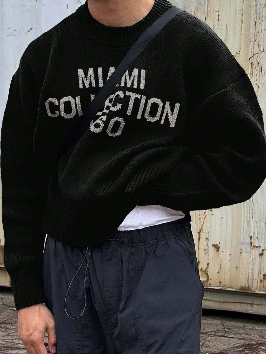 Pull oversize imprimé style streetwear américain col rond homme – Cantenac