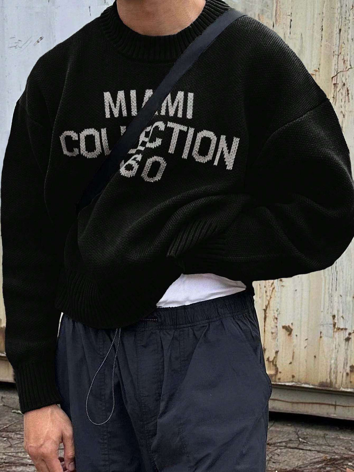Pull oversize imprimé style streetwear américain col rond homme – Cantenac