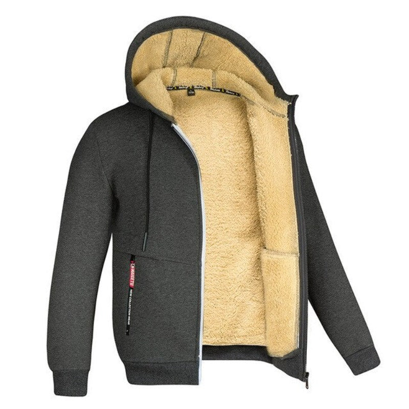 Veste à capuche zippée doublée sherpa au style intemporel homme – Ternes