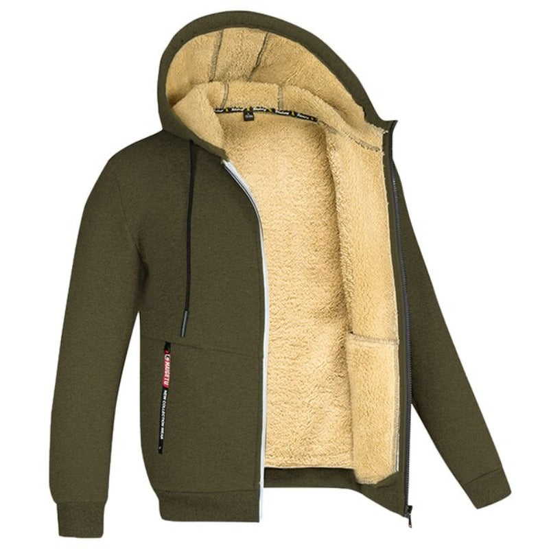 Veste à capuche zippée doublée sherpa au style intemporel homme – Ternes