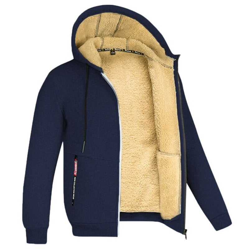 Veste à capuche zippée doublée sherpa au style intemporel homme – Ternes