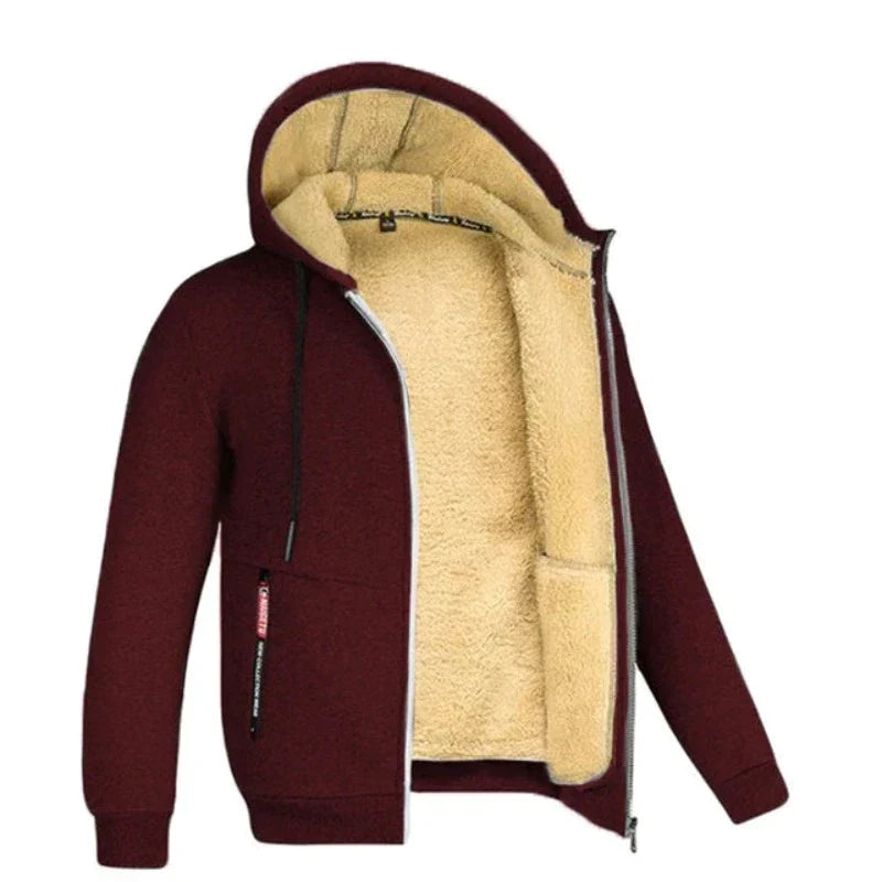 Veste à capuche zippée doublée sherpa au style intemporel homme – Ternes