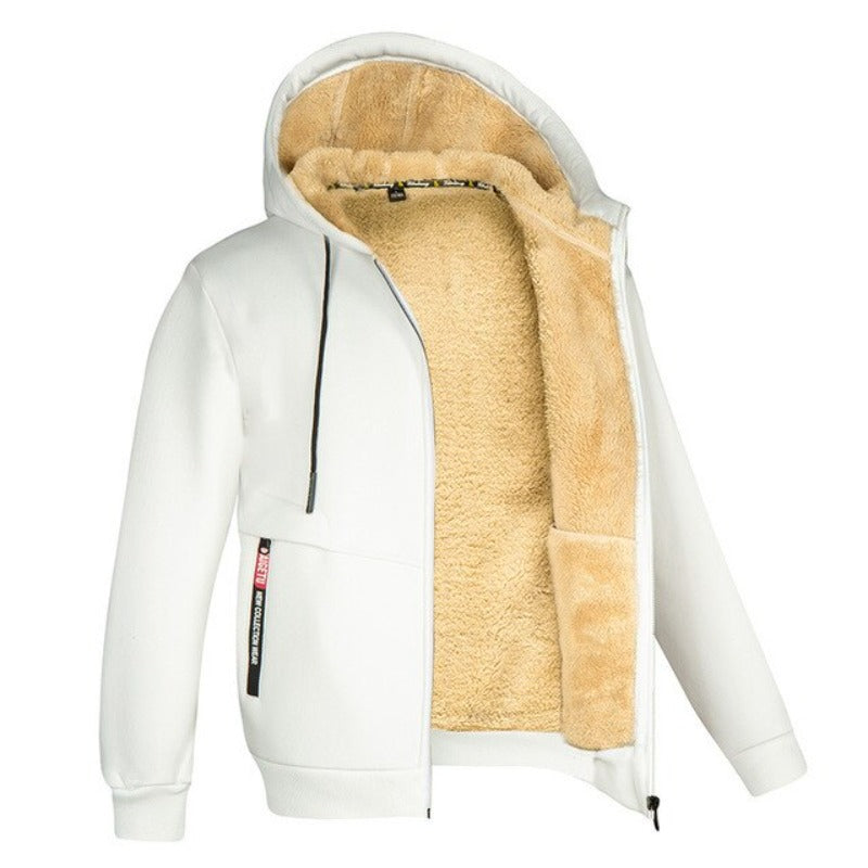 Veste à capuche zippée doublée sherpa au style intemporel homme – Ternes