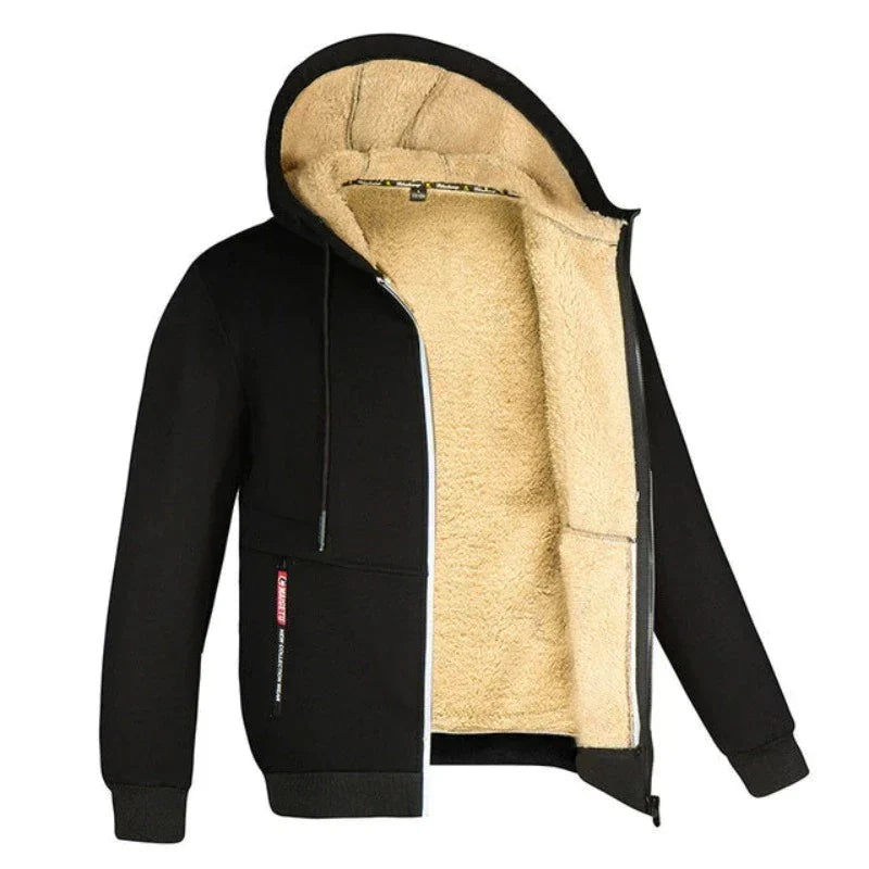 Veste à capuche zippée doublée sherpa au style intemporel homme – Ternes