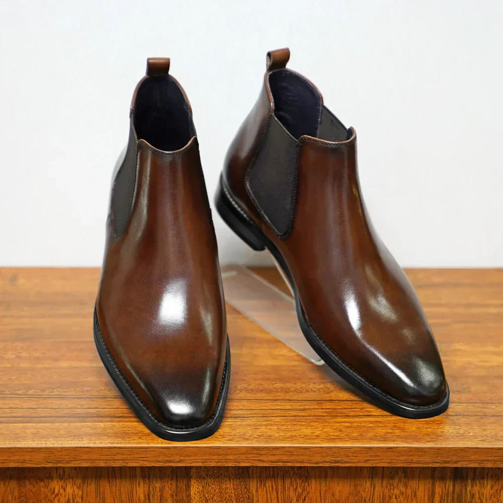Bottines chelsea effet cuir élastiques