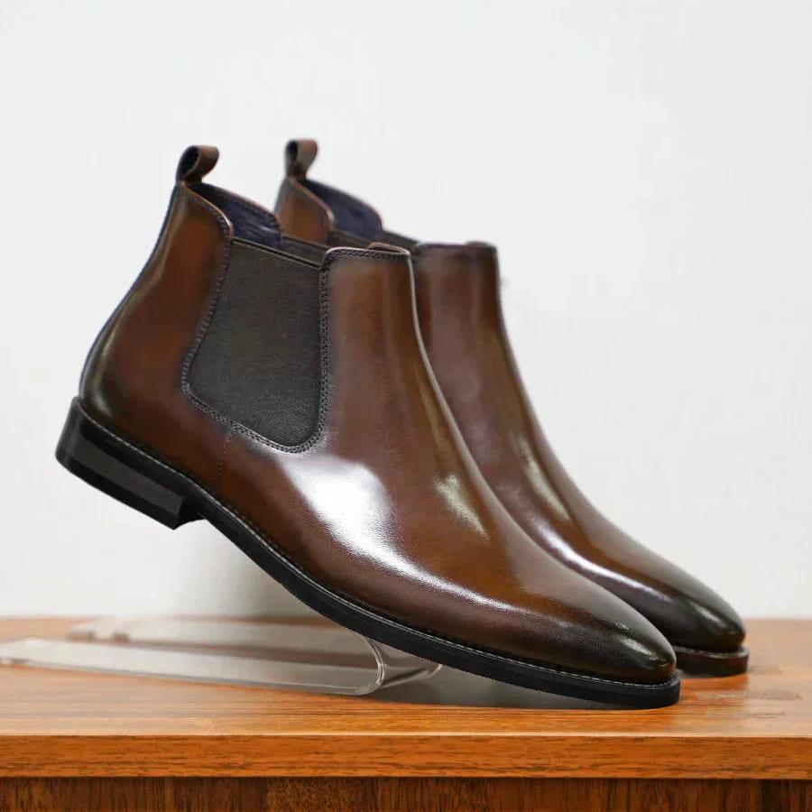 Bottines chelsea effet cuir élastiques