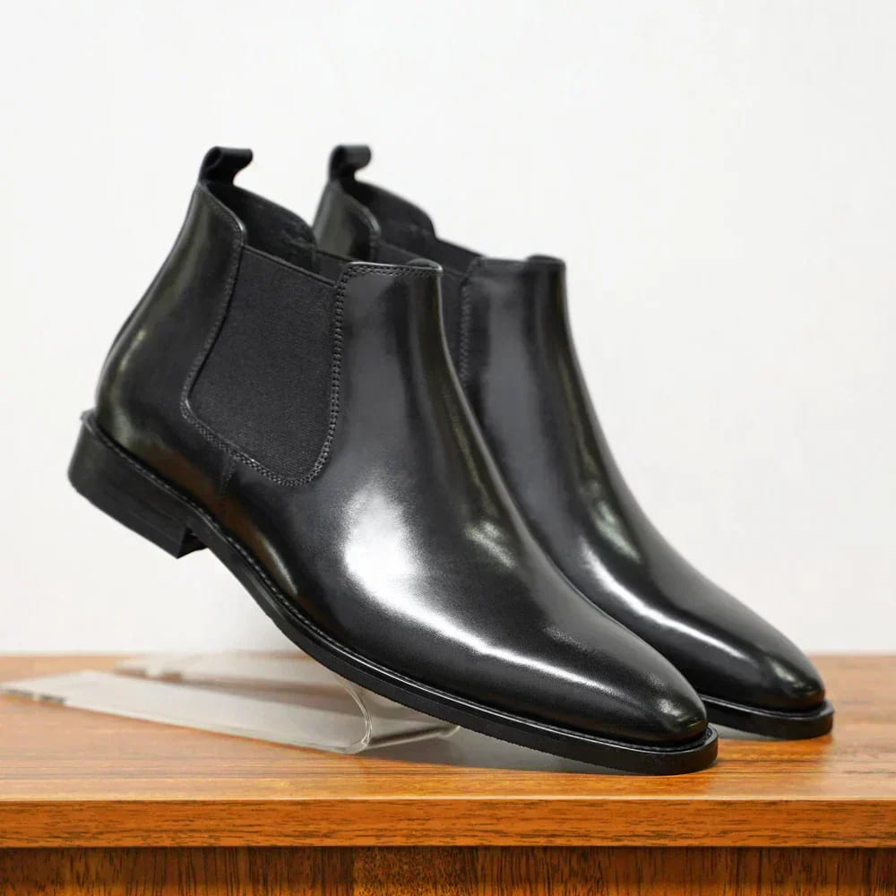 Bottines chelsea effet cuir élastiques