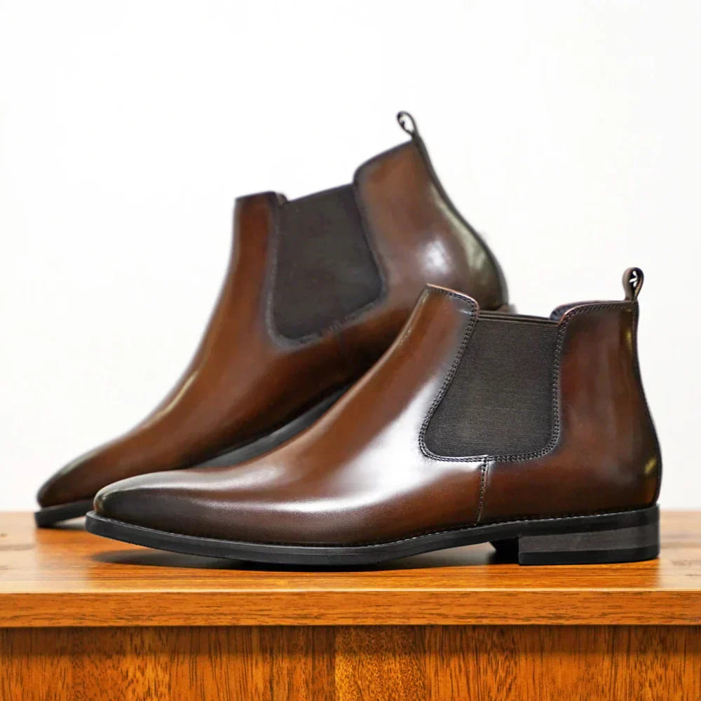 Bottines chelsea effet cuir élastiques