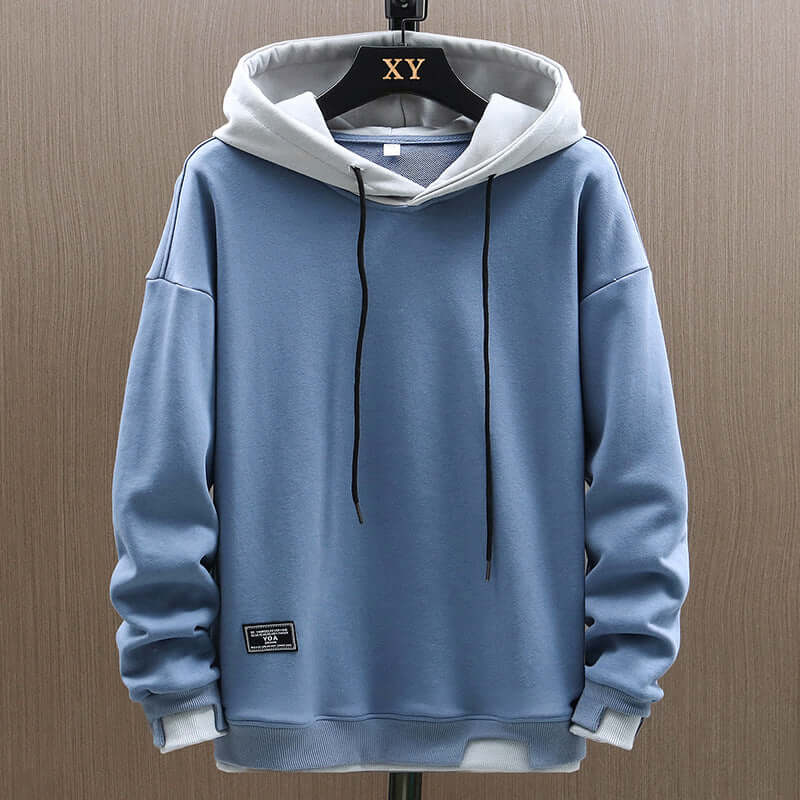 Sweat à capuche bicolore avec cordons