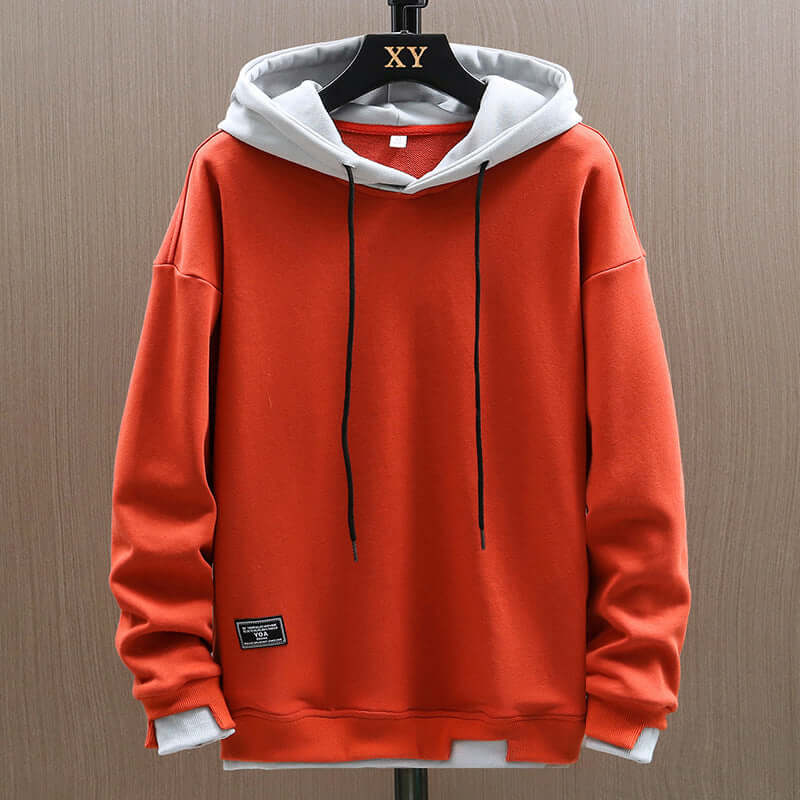 Sweat à capuche bicolore avec cordons