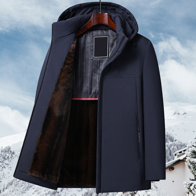 Parka mi-longue à capuche doublée peluche